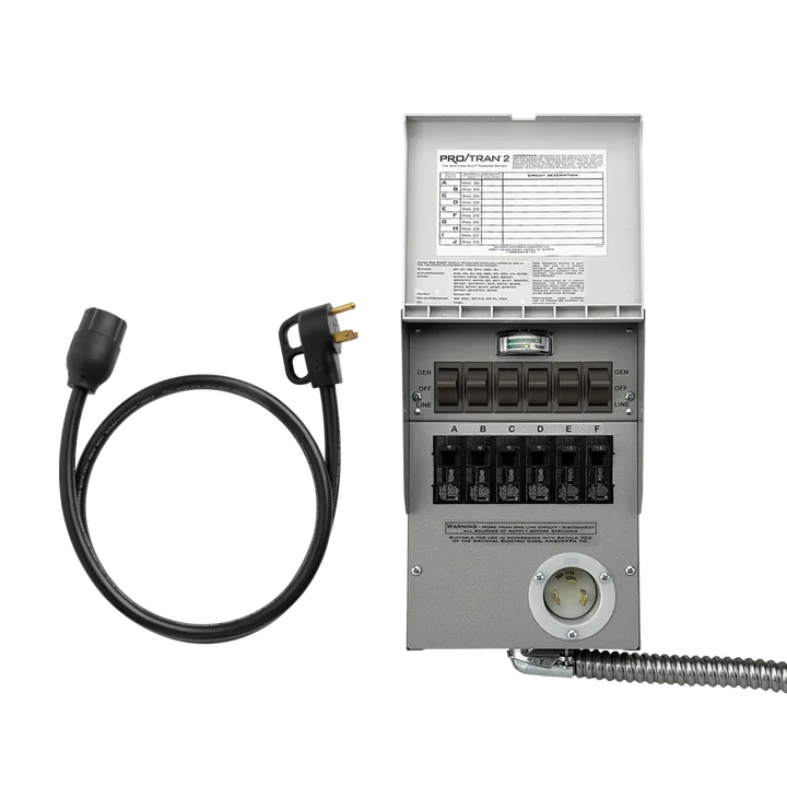 kit de respaldo (120V, 30 A, 6 circuitos interruptor de transferencia + cable, para F3000, F2600, F2000)